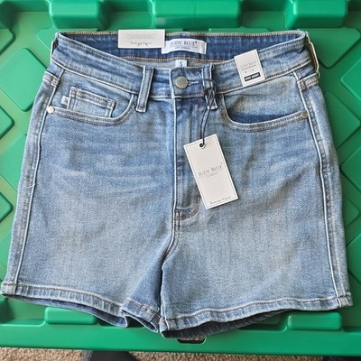 Judy Blue High Rise Slim Denim Shorts S Medium Blue 5-Pocket HW Slim Short