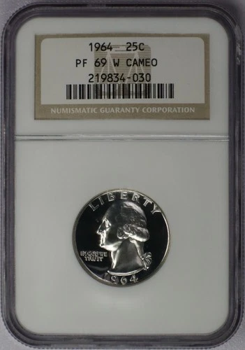 1964 25c Washington Quarter - NGC PF 69 W Cameo