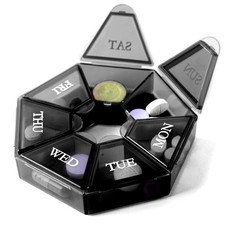 Small Weekly Pill Organizer Round Mini Travel Medicine Dispenser 7 Days BPA Free