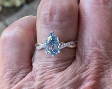 IGI Cert 1.57 Ct Pear Cut Lab Diamond And Moissanite Ring White Gold Plated