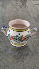 PETIT POT GRES EMAILLE DÉCO FLEURS DE COULEURS HAUT ET DIAM 10 CM LARGEUR 16 CM