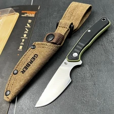 Gerber Downwind Black G10 Handles Fixed Blade Caper Hunting Camping Knife Sheath