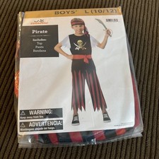 Kids Pirate Costume   Boys Halloween Outfit Size L 10/12 - Top Pants and Bandana