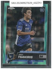 2023 Topps Chrome MLS Niko Tsakiris /125 Aqua Lava Refractor RC #161