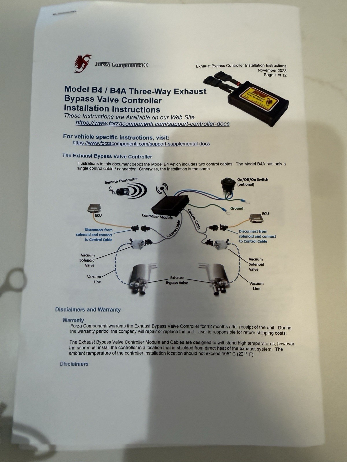 Forza Componenti B4 Ferrari Exhaust Controller