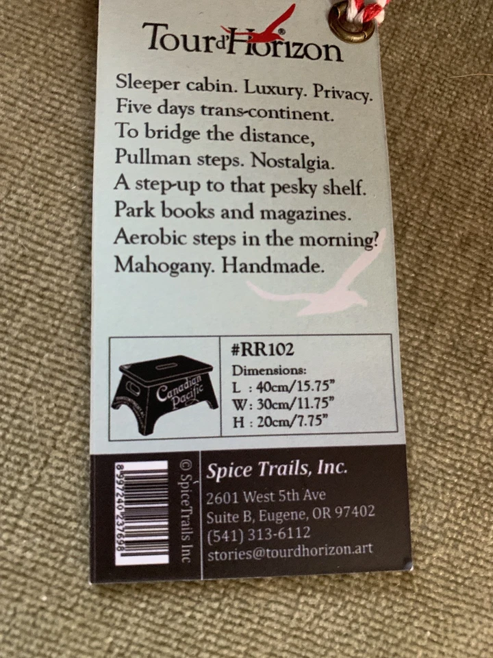 Train Foot Stool Canadian Pacific Pullman Sleeper Theme Footstool Mahogany Wood - Image 4 of 4