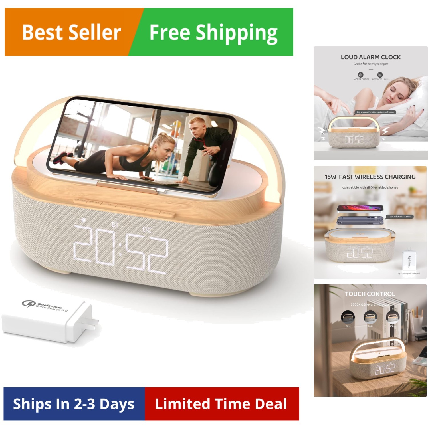 With Wireless Charger, Fm Radio, Adjustable Led...