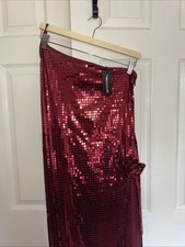 NWT PLT red sequin slit leg midi Evening Party dress Size UK 12