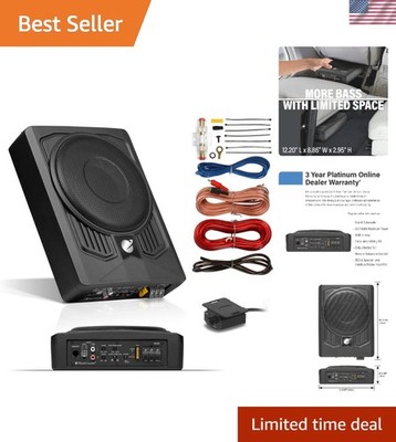 8-Inch Low Profile Truck Subwoofer - Built-In Amplifier & Remote Control