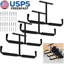 Overhead Garage Storage Hooks Rack Heavy-Duty Metal Ceiling Racks 66lbs Capacity