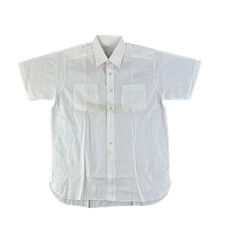 British Merchant Navy Shirt Short Sleeve White Vintage 50s Linen Cotton Large