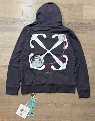 Off-White Men's XL (FITS LIKE L) Gray  Hoodie Moon Graphic Design