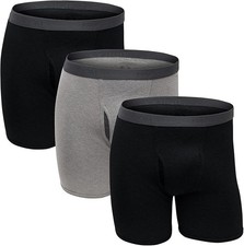 Fruit of the Loom Men's Premium Tag-Free Cotton Underwear Black Gray Big Man