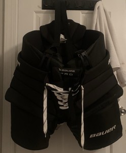 BAUER PRO SERIES SENIOR XXL BLACK GOALIE PANTS WITH SUSPENDERS BLACK HOCKEY
