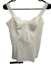 Olga Small White Lace Trim Camisole Tank Top Lace Straps Ethereal Romanticcore