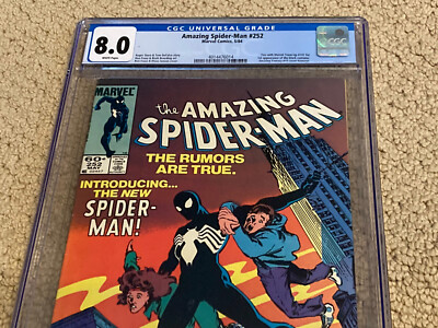 Amazing Spider-Man 252 CGC 8.0 White Newsstand (1st app Black