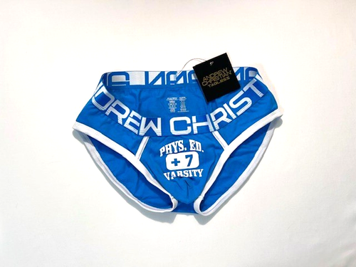 Andrew Christian Size S Cotton Athletic Brief - Blue/White - Roomy Pouch - Picture 2 of 9