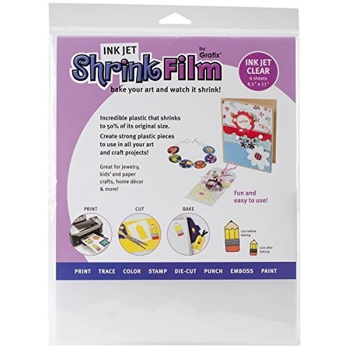 Grafix Shrink Film Printable Clear Inkjet 6 Sheets in One Packet