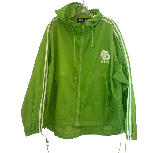 DISS Windbreaker 90er Vintage Jacke Kapuze leicht PB Sport neongrün XL Reißverschluss - Bild 6 von 16