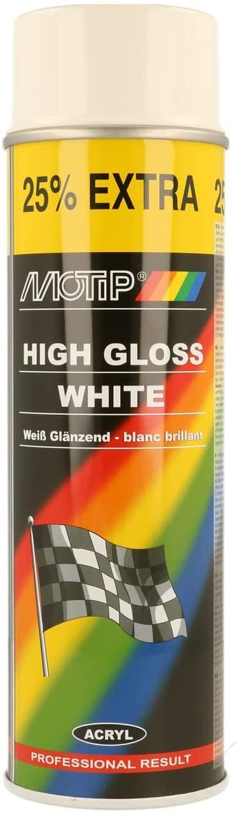 Motip M04004 Aerosol Spray Paint, 500 ml, High Gloss White