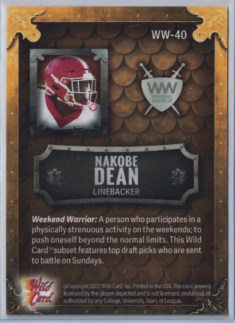2022 WIld Card Matte Gold Nakobe Dean Weekend Warrior #36