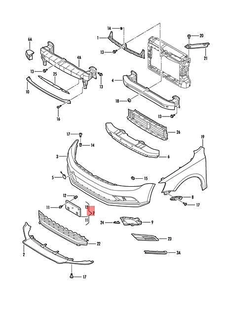 Genuine VW Jetta Licence Plate Holder No Item: Satin Black  