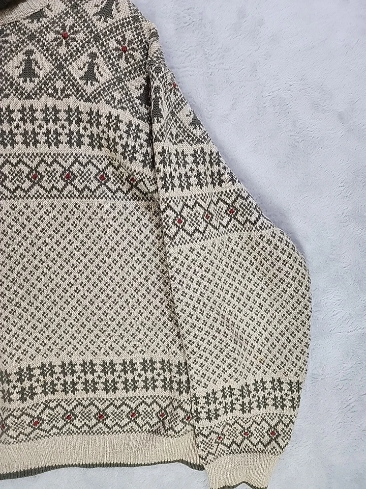 Suéter Pullover Woolrich Para Mujer L Fair Isle Beige Foto 4 de 4