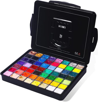 Gouache Paint Set, 56 Colors X 30Ml Include 8 Metallic and 6 Neon Colors