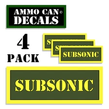 SUBSONIC Ammo Can 4x Labels Ammunition Case 3"x1.15" stickers decals 4 pack AG