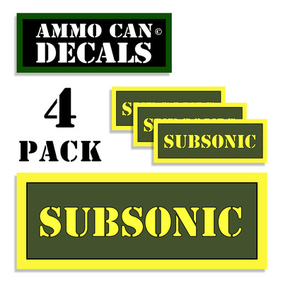 SUBSONIC Ammo Can 4x Labels Ammunition Case 3''x1.15'' stickers decals 4 pack AG