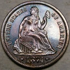 1874 LIBERTY SEATED SILVER DIME GORGEOUS DEEP MONSTER TONING EXTREMELY APPEALING