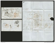 J) 1855 MEXICO, MARITIME MAIL, FRESNILLO AND FRANCO BLACK BOXES, 4 REALS AT THE 
