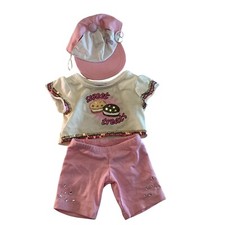 Build a Bear Girl Set Outfit Sweet Treat Top Sequin, Pink Pants with Bling Hat