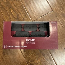 5 Numbered Entryway Mudroom Coat Hooks Black Cast Metal Robe Hook Towel Hook