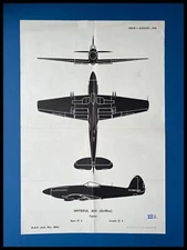 Supermarine Spiteful WWII Era RAF Aircraft Recognition Poster
