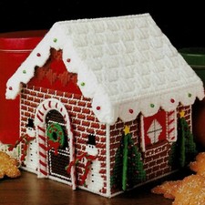 GINGERBREAD GOODIE HOUSE BOX CHRISTMAS PLASTIC CANVAS PATTERN INSTRUCTIONS