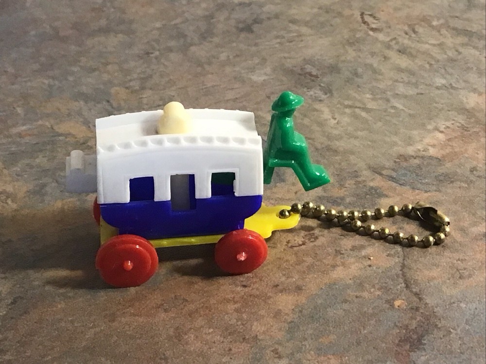 Vintage Keychain Plastic Puzzles - Western Cowboy Wagon