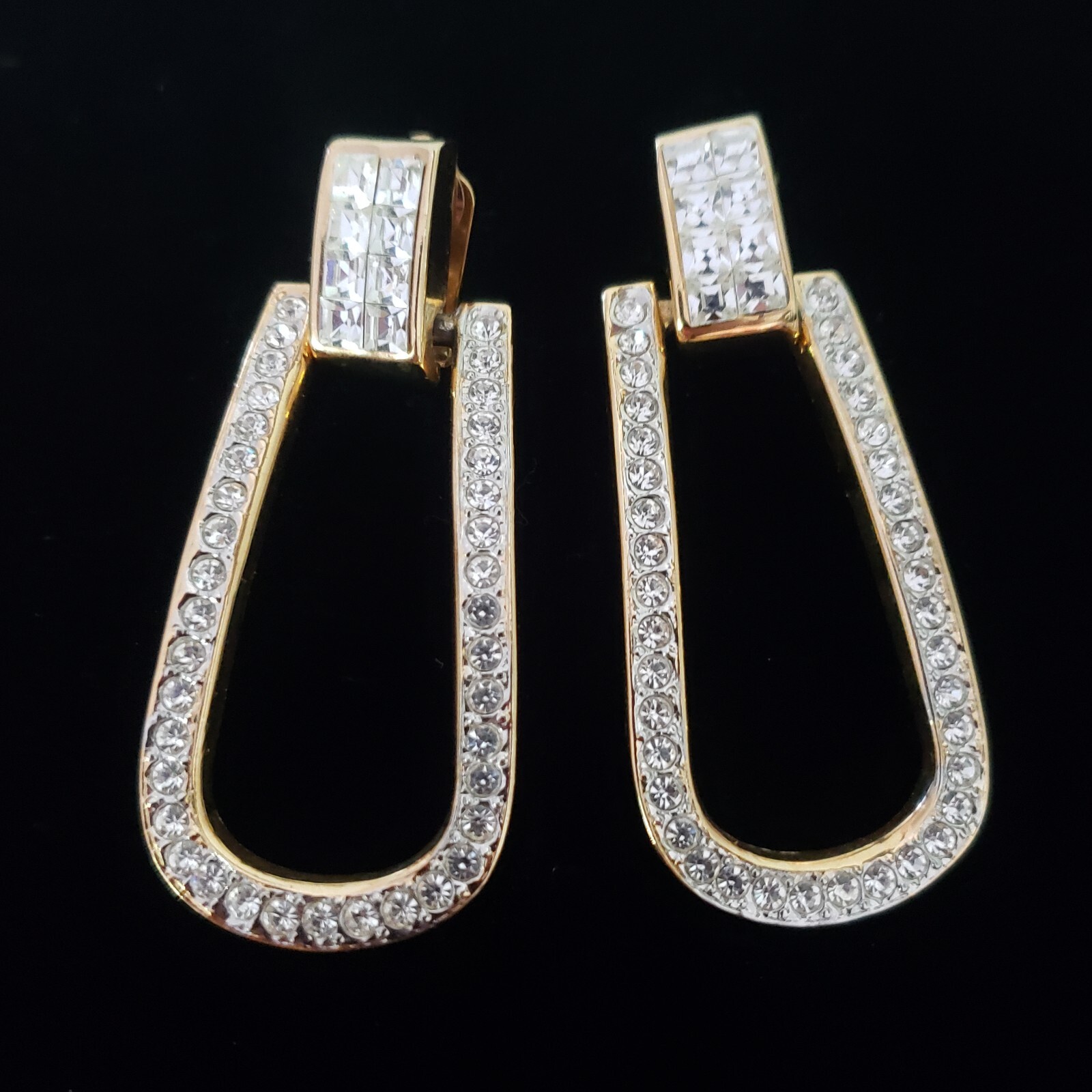RETRO STATEMENT BOLD EARRINGS CLIP ON RHINESTONES… - image 3