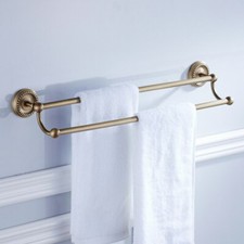 Antique Brass Double Towel Bar Rack Bathroom Wall Mounted Towel Holder QD1768