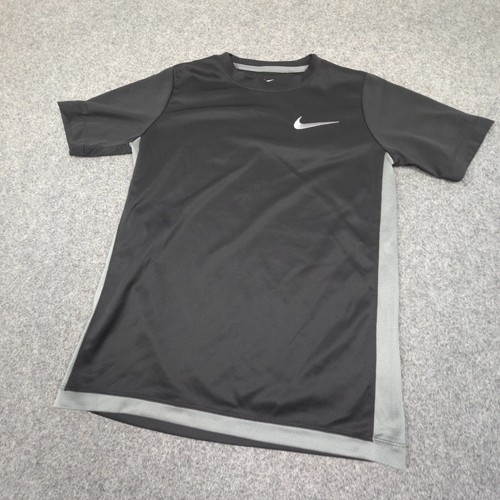 Nike Shirt Kids LARGE Black Dri Fit Short Sleeve Crew Neck Swoosh Size L - Picture 4 of 9