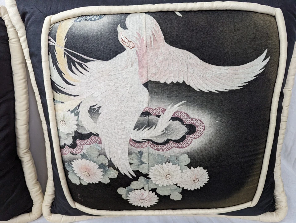 VTG JJ JENSEN 3 Japanese Obi Cushion Original Decorative Pillows SILK Cushion - Image 3 of 4