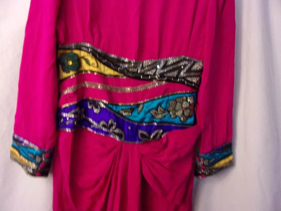 Lillie Rubin Vintage Rojo Seda Multicolor Cuentas Talla 12 Starrington COMO ESTÁ Foto 2 de 4