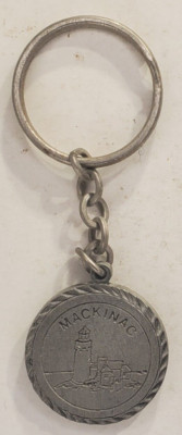 Vintage 1983 Mackinac Pewter Keychain Keyring by Spoontiques