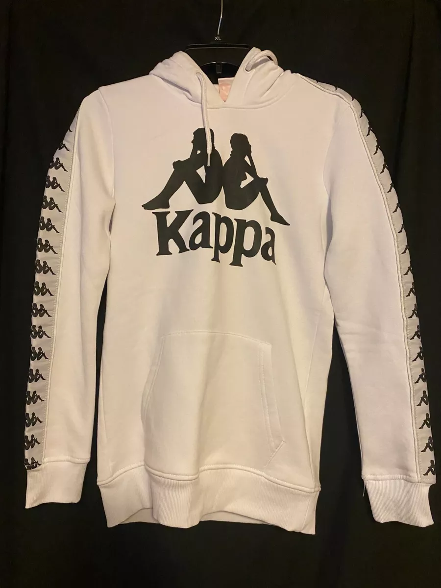 Kappa 222 BANDA DAFFIX Womens Sweatshirt Hoodie Slim Fit White Black Omini  Logo