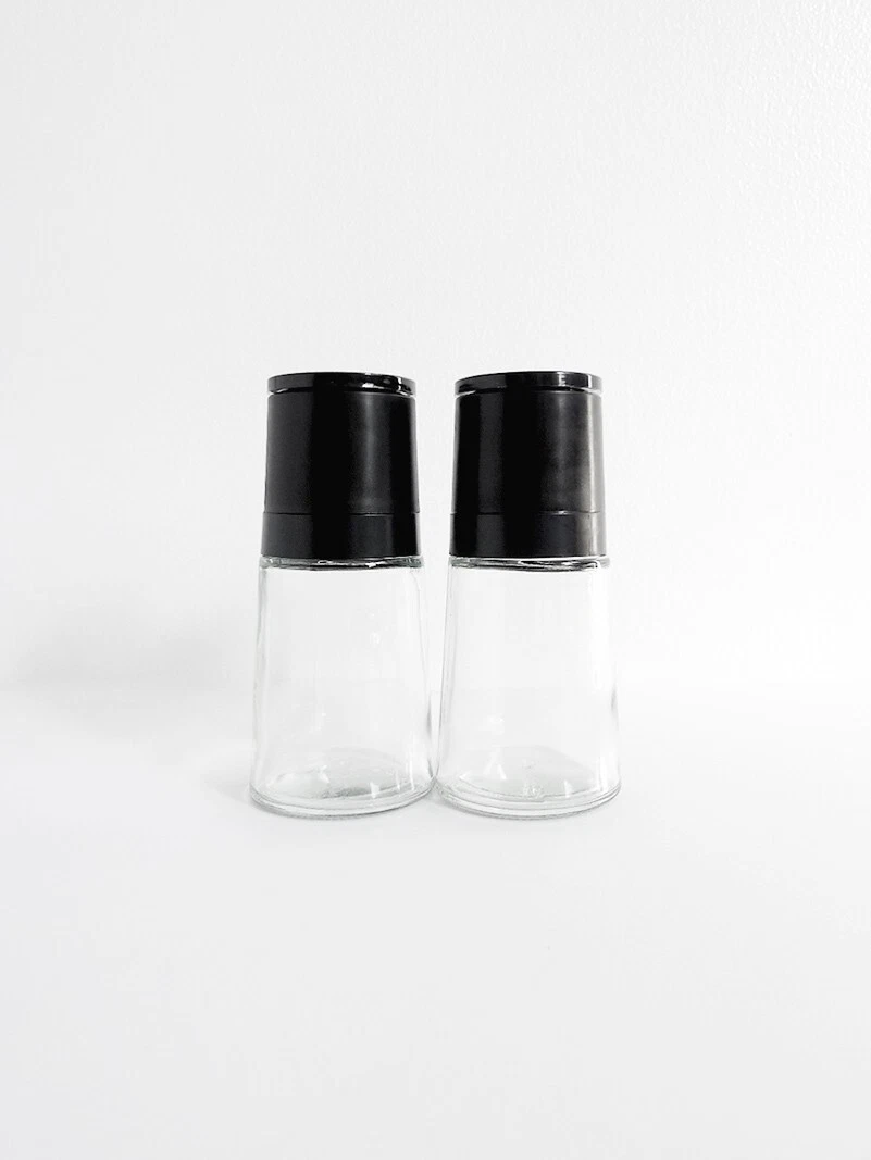 NEW LOT 2pc SET Glass Salt Pepper Spice Grinder Mill Adjustable Grain Size