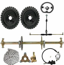 32" Go Kart Rear Live Axle Kit 6" Wheels Front Steering Golf ATV Quad Dirt Bike