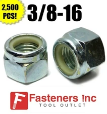 (Qty 2500) 3/8-16 Nylon Insert Lock Nuts Nylock Zinc Plated Bulk Box