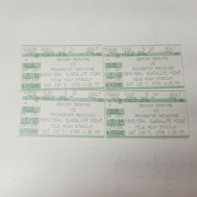 90s Denver Zephyrs ticket stub 1990 Rochester Redwings Jun 9 Orange Julius 