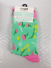 Easter Socks One Pair of Imagin 8 Adult Size New Green Floral Design
