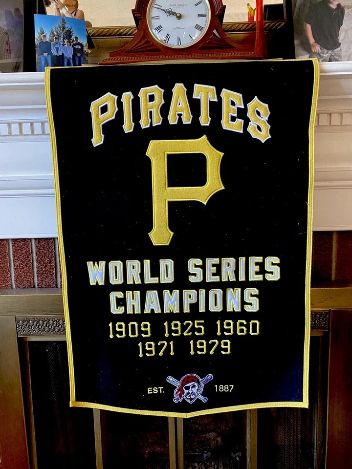 MLB PIRATES Banner World Series 100 % Wool Pennant 38x23" man cave Poolroom  - Image 3 of 4